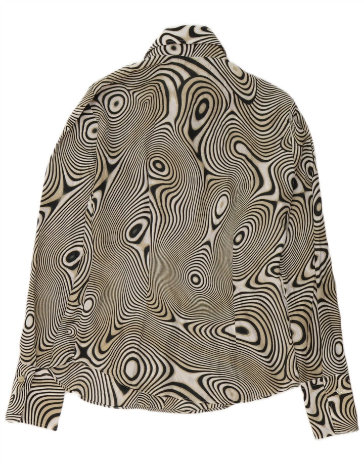 Damska bluzka koszulowa BENETTON z abstrakcyjnym wzorem UK 14, średnia czarna