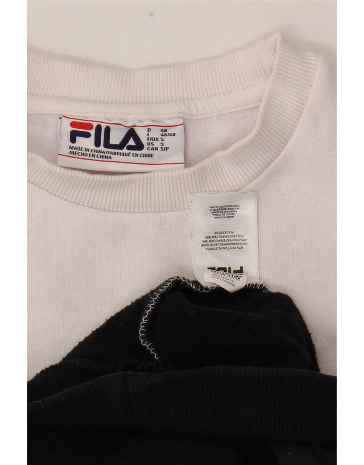 Męska bluza z grafiką Fila, mała, biała, z blokami kolorów, bawełniana