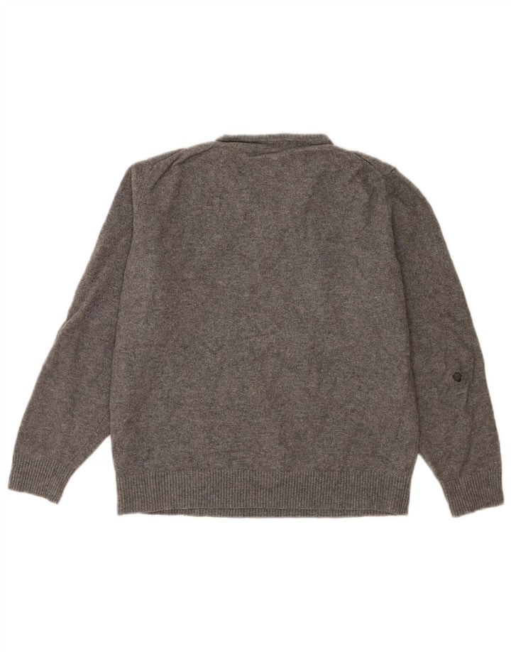 Damski sweter Massimo Dutti z dekoltem w kształcie litery V, duży, szary, wełniany
