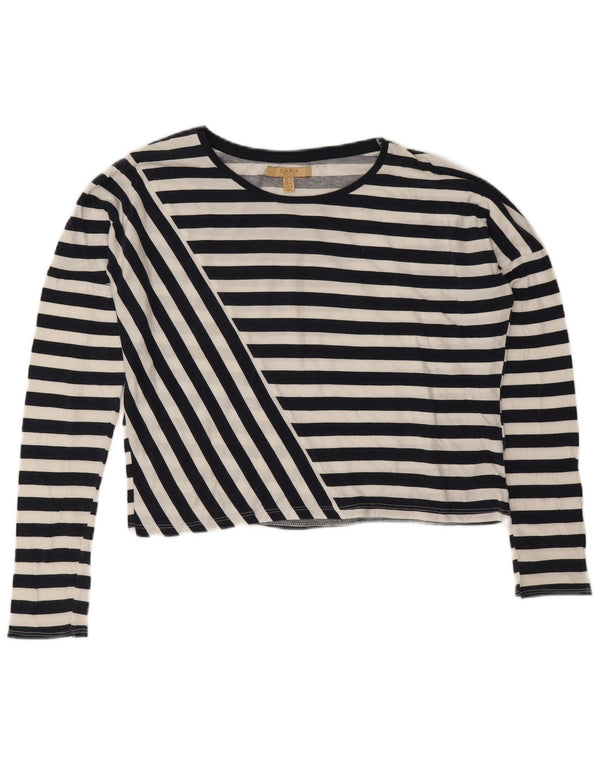 Damski krótki top oversize Zara z długim rękawem, UK 10, małe, czarne, bawełniane paski