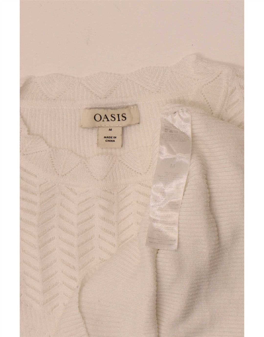 Damski sweter z okrągłym dekoltem Oasis UK 12, średni biały poliester