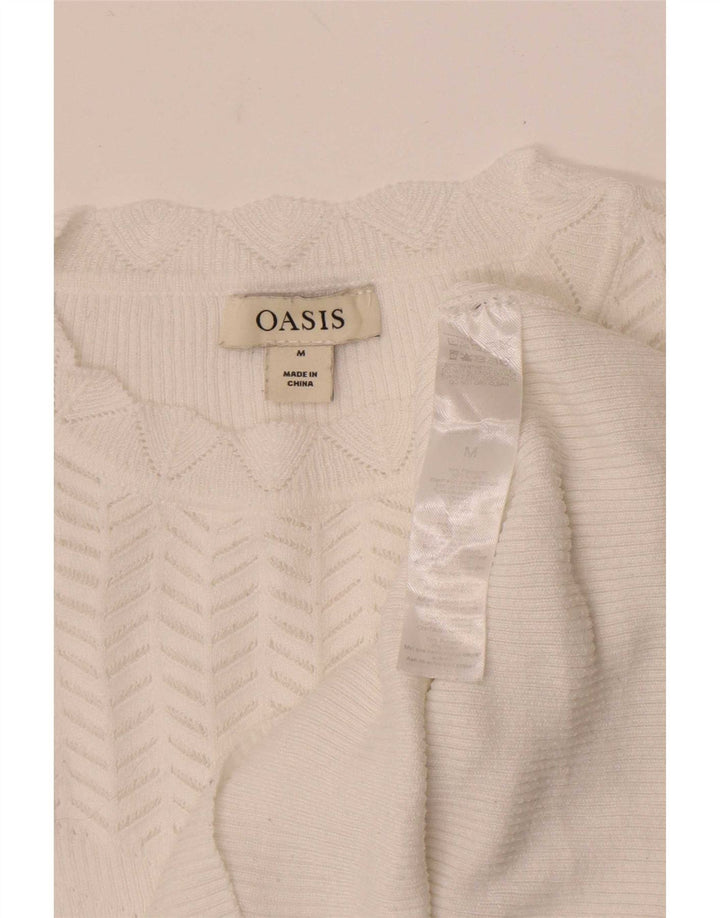 Damski sweter z okrągłym dekoltem Oasis UK 12, średni biały poliester