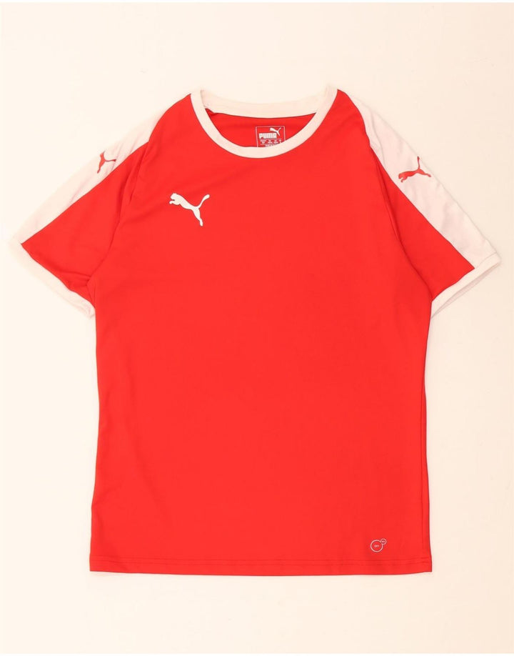 PUMA Mens T-Shirt Top Small Red Colourblock