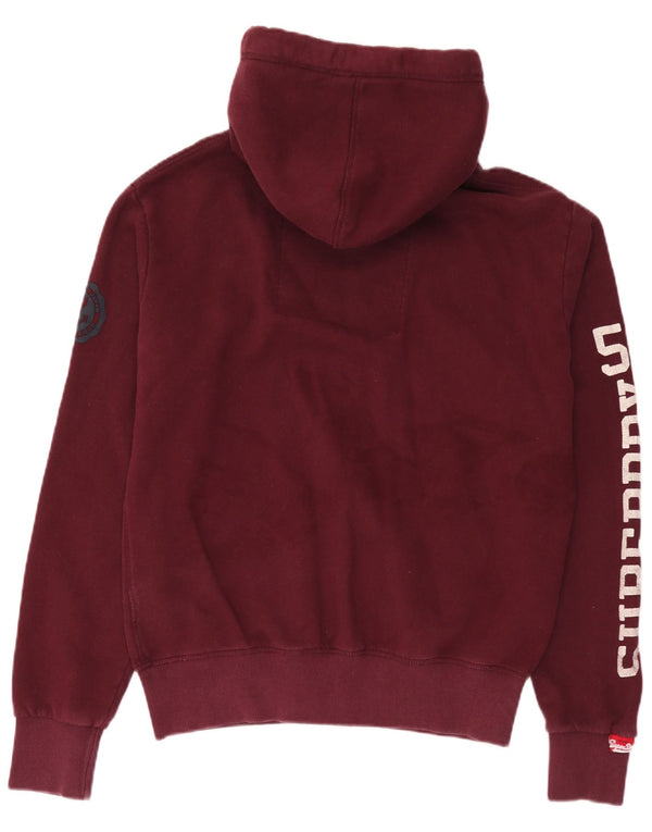 Męski sweter z kapturem i zamkiem błyskawicznym Superdry, duży, bordowy, bawełniany