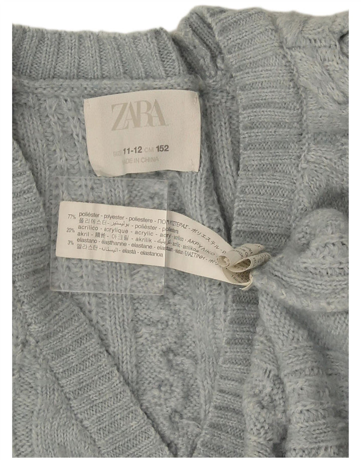 Sweter dziewczęcy Zara Cardigan 11-12 lat, niebieski poliester