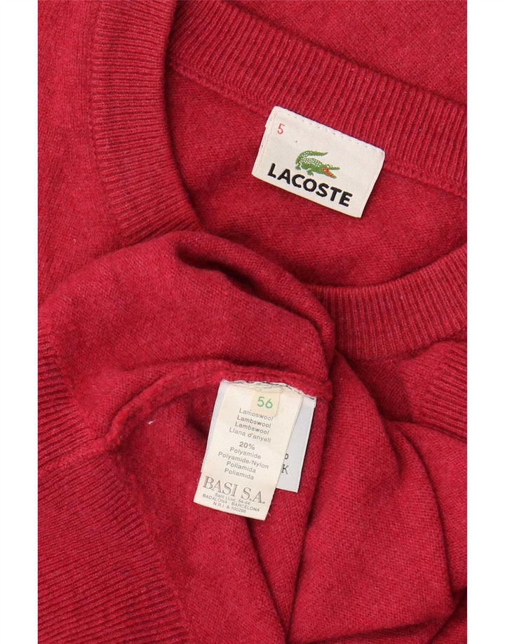 Męski sweter Lacoste z okrągłym dekoltem, rozmiar 5, duży, różowy, z owczej wełny