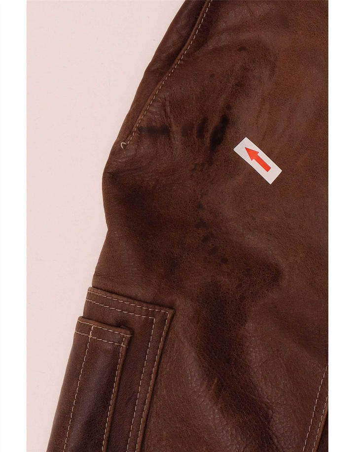 Męska skórzana kurtka bomber w stylu vintage IT 52 2XL brązowa