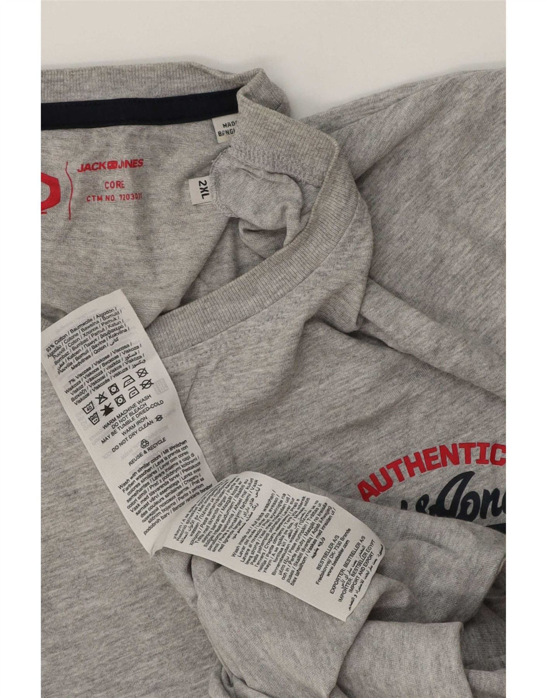T-shirt męski Jack & Jones Top 2XL, szara bawełna