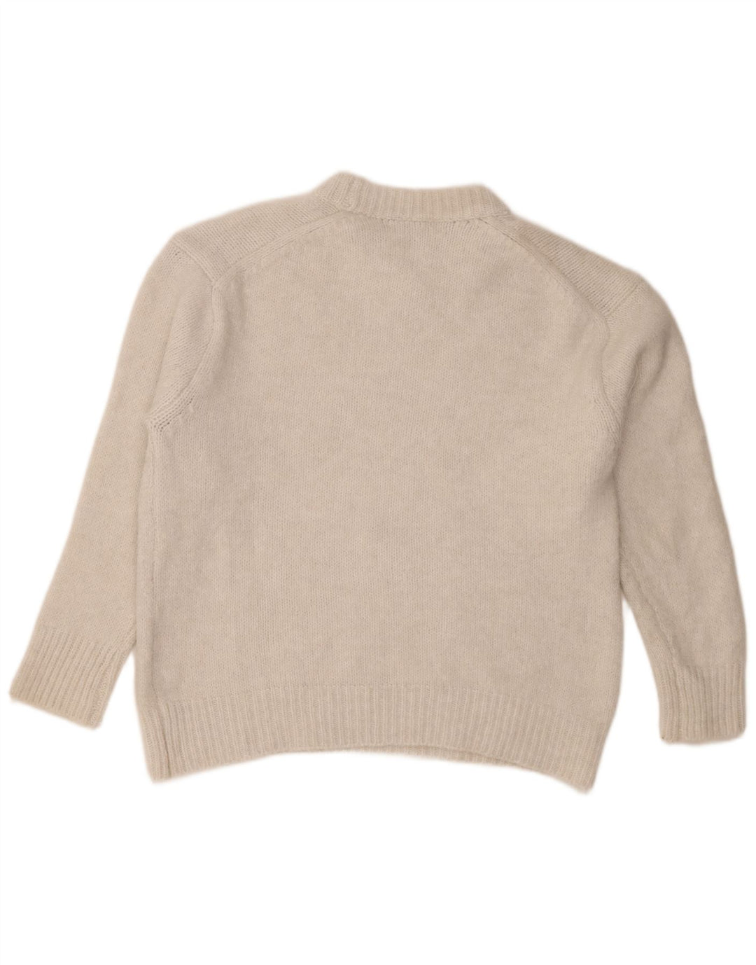 Damski sweter oversize z okrągłym dekoltem Zara UK 14, średni biały poliester