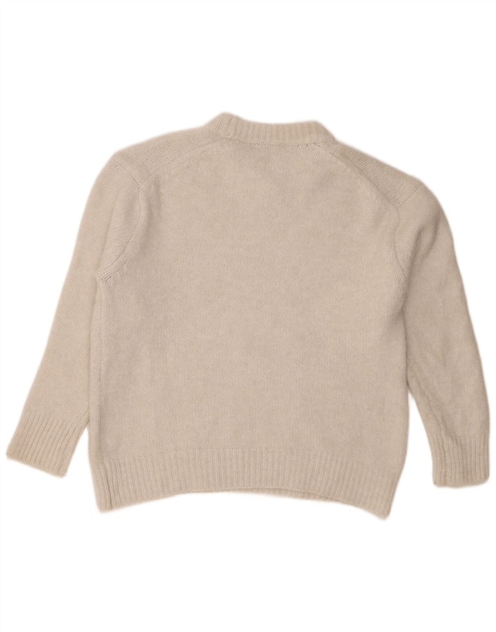 Damski sweter oversize z okrągłym dekoltem Zara UK 14, średni biały poliester