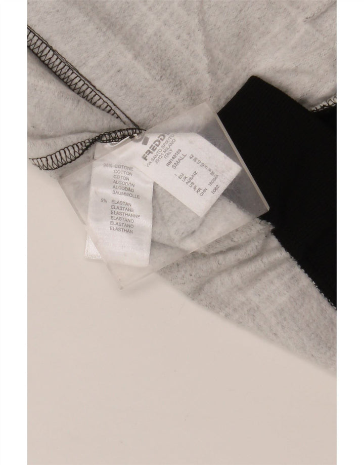 Damski sweter z kapturem i zamkiem błyskawicznym Freddy UK 10, mały, szary, bawełniany w kratkę