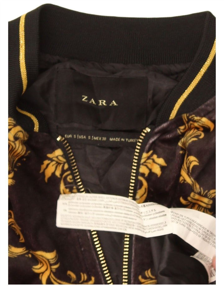 Zara Męska kurtka bomberka z abstrakcyjnym wzorem UK 36, mała, czarna, poliester