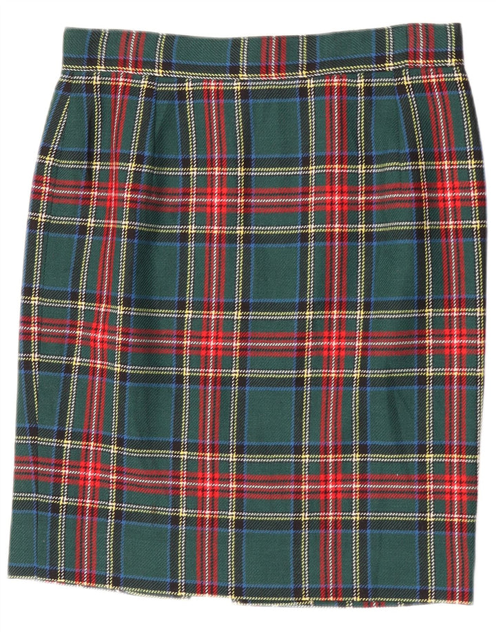 Vintage damska spódnica ołówkowa W30 w średnią zieloną kratę