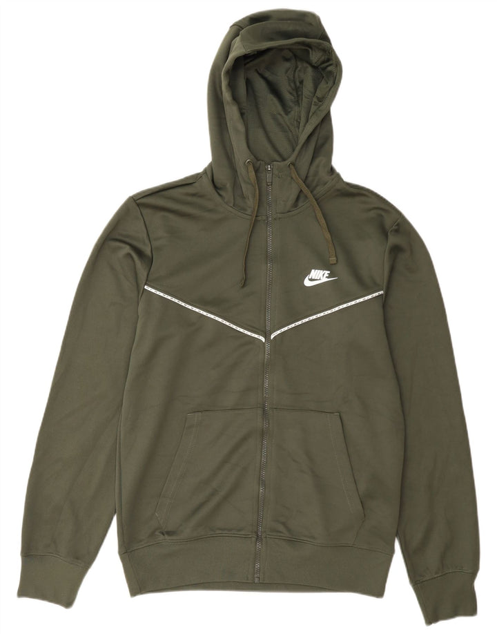 Męski sweter z kapturem i zamkiem błyskawicznym Nike, mały, zielony, poliestrowy