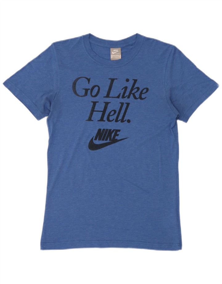 Męski T-shirt z grafiką Nike, mały, niebieski, poliestrowy