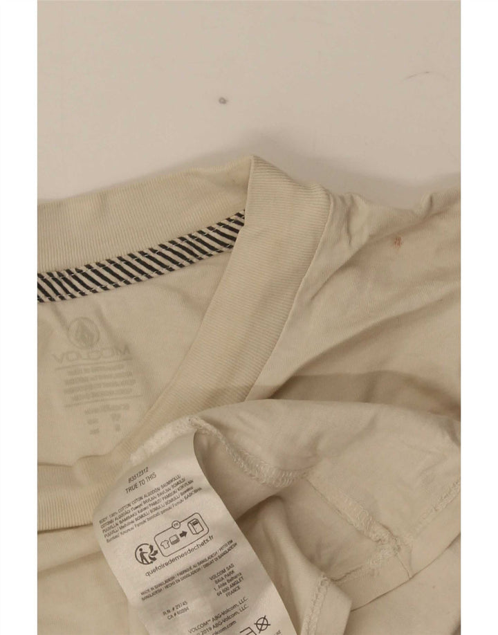 Męski T-shirt z grafiką Volcom, mały, beżowy, bawełniany