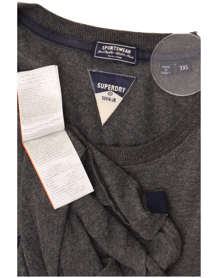 Męska koszulka z grafiką SUPERDRY Top 3XL, szara bawełna