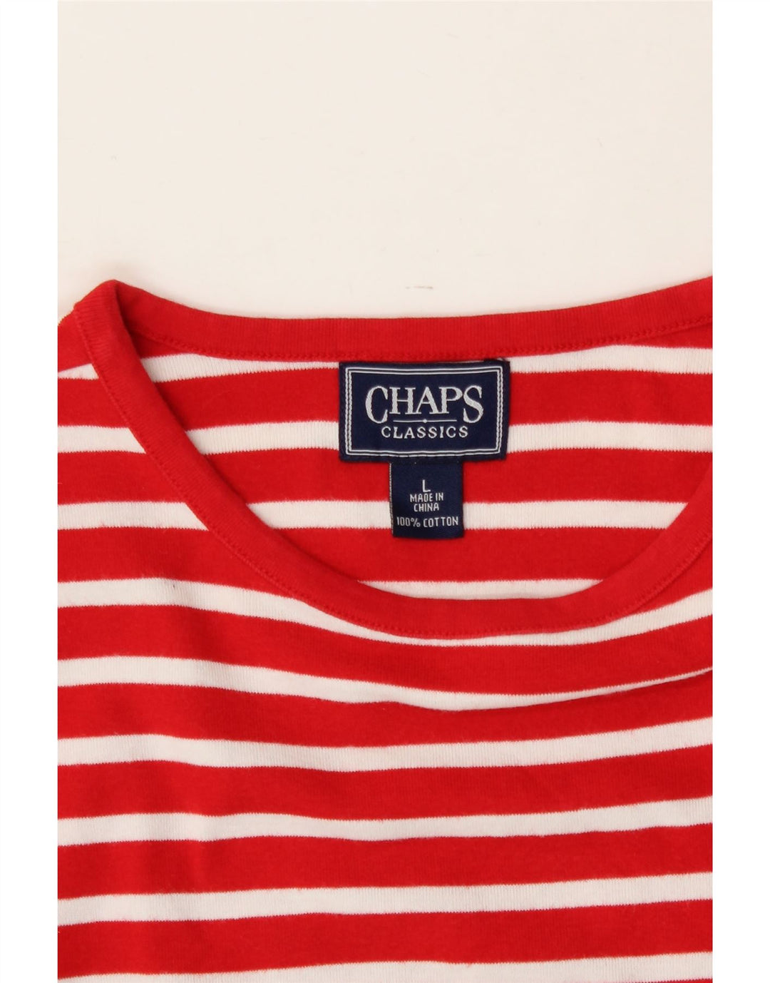 CHAPS Womens Classics T-Shirt Top UK 14 Large Red Striped Cotton Vintage Chaps and Second-Hand Chaps from Messina Hembry 
