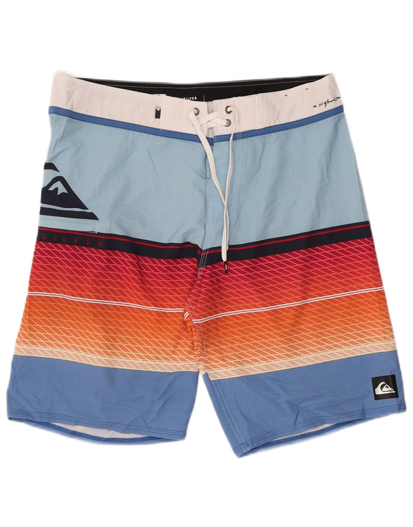 Męskie spodenki kąpielowe Quiksilver z grafiką, poliester w średnie niebieskie paski