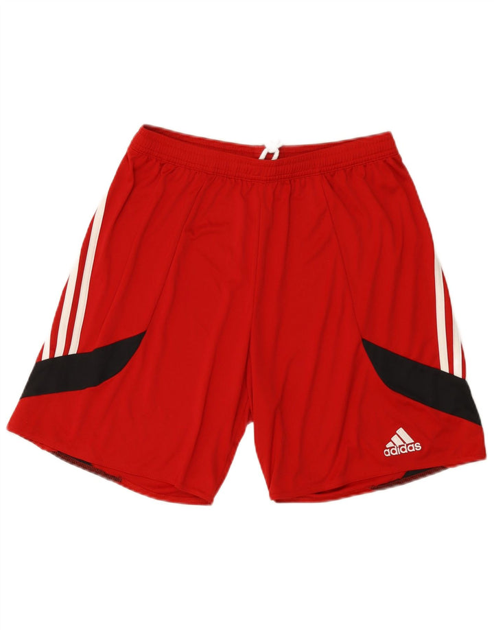 Męskie spodenki sportowe Adidas Climalite, poliester w kolorze średniej czerwieni