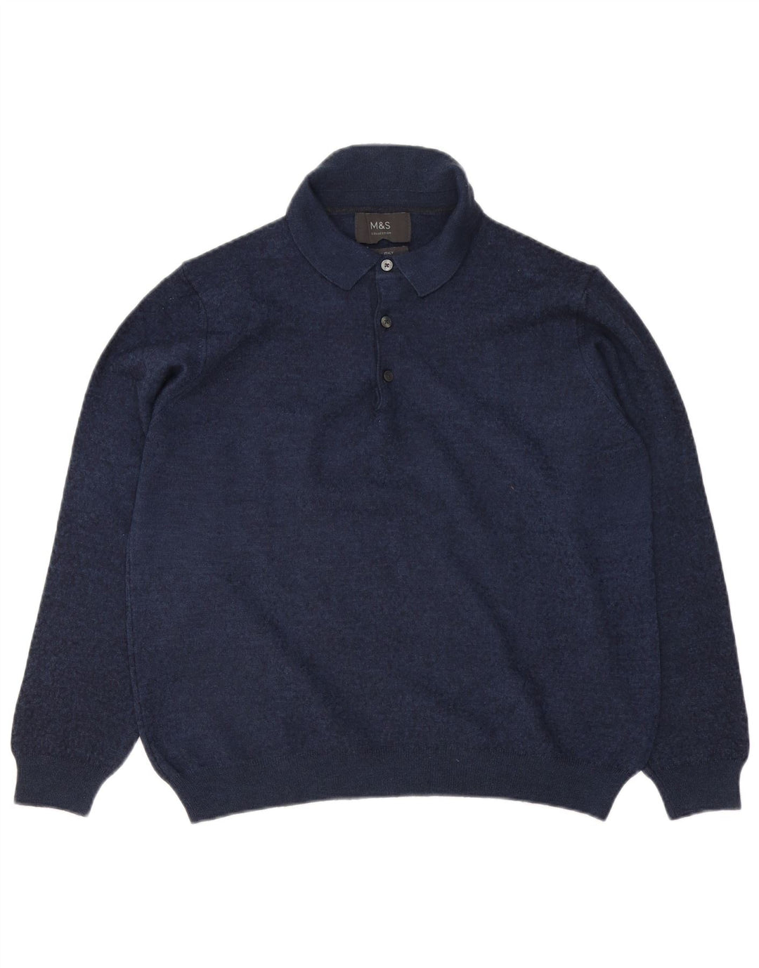 MARKS & SPENCER Męski sweter polo w kolorze średniego granatu z plamkami
