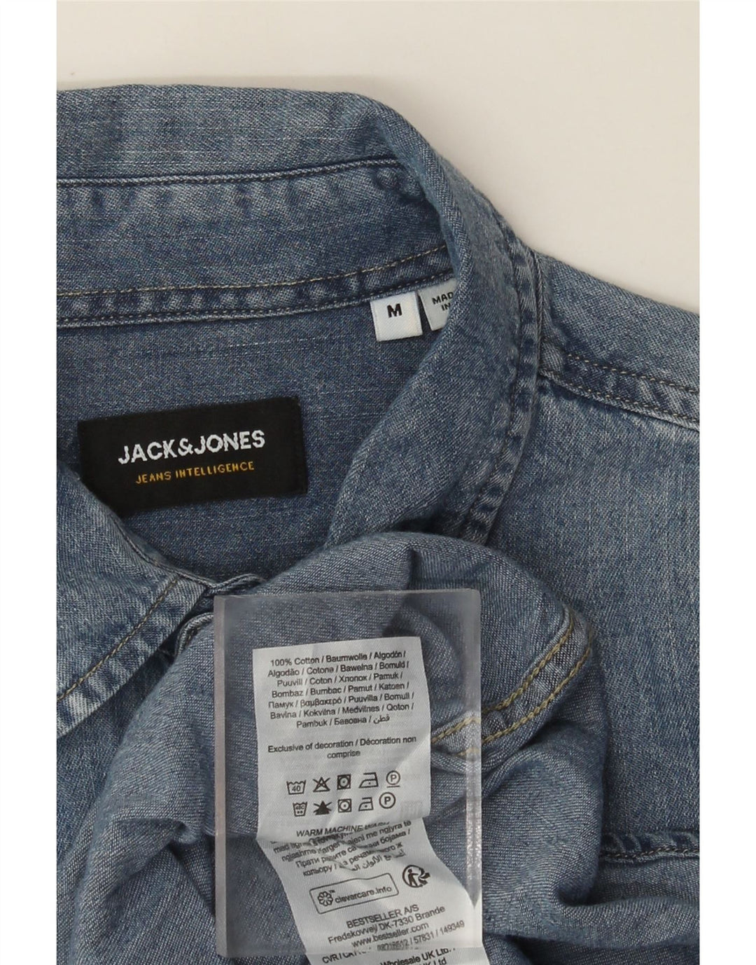 Męska koszula dżinsowa Jack & Jones, średnioniebieska, bawełniana