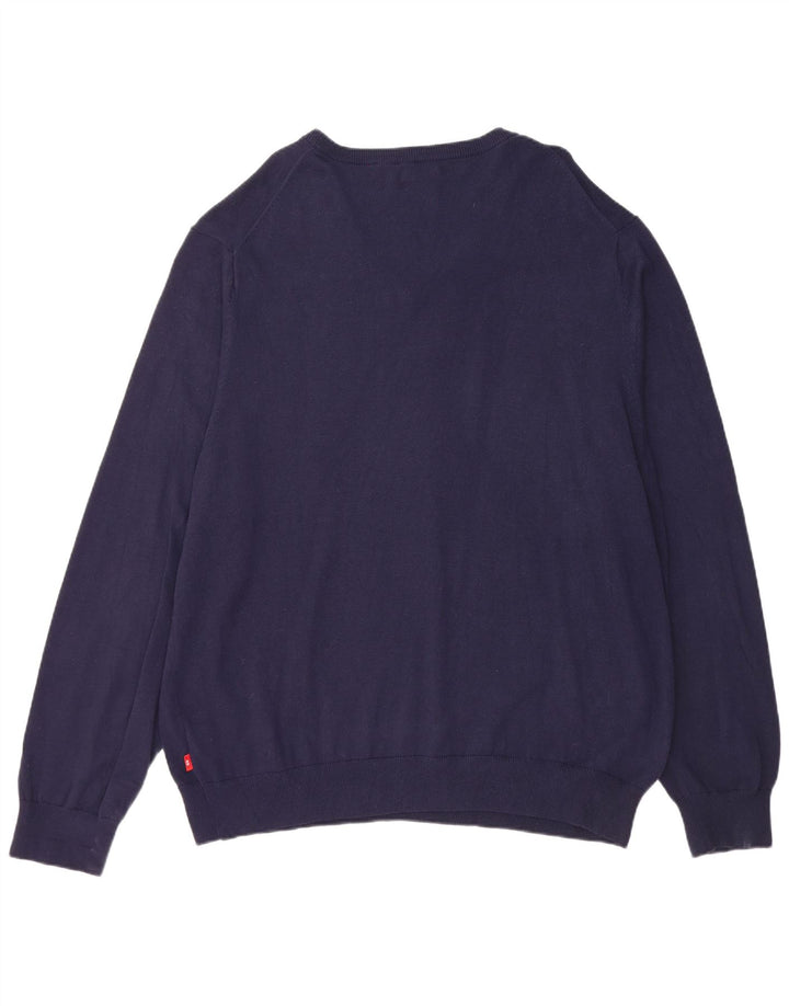 IZOD Męski sweter z dekoltem w kształcie litery V, 2XL, granatowy, bawełniany