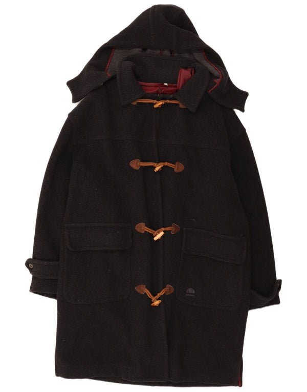 Damski płaszcz z kapturem, oversize, Ellesse IT 54 3XL, czarna wełna