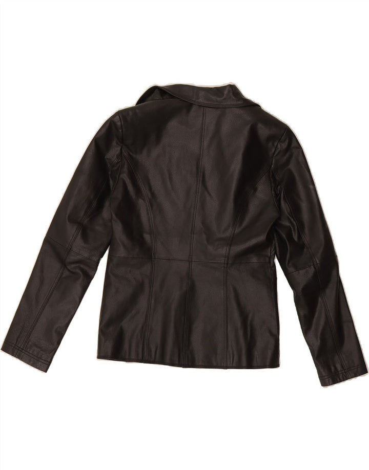PACO Womens 2 Button Leather Blazer Jacket UK 10 Small Black Leather Vintage Paco and Second-Hand Paco from Messina Hembry 