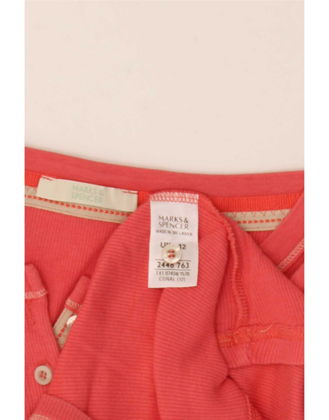 Marks & Spencer Damski top z długim rękawem, UK 12, średni różowy, bawełniany