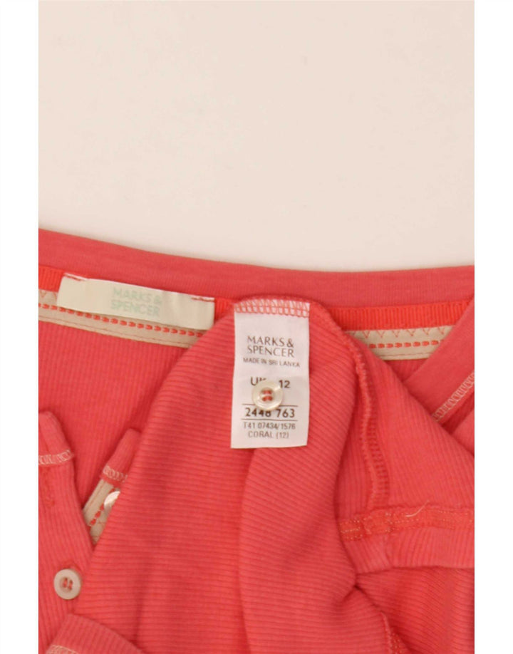 Marks & Spencer Damski top z długim rękawem, UK 12, średni różowy, bawełniany