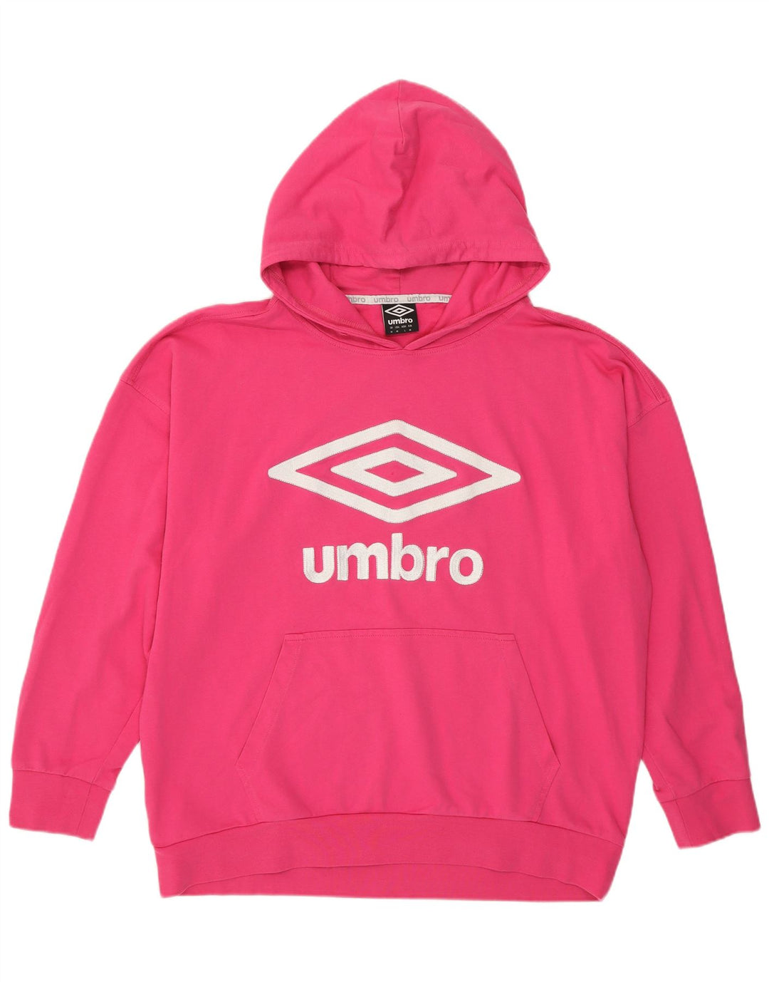 Damska bluza z kapturem, oversize, z grafiką UMBRO, UK 14, średnia różowa bawełna