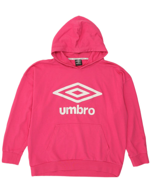Damska bluza z kapturem, oversize, z grafiką UMBRO, UK 14, średnia różowa bawełna