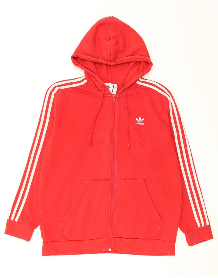 Adidas Męski sweter z kapturem i zamkiem błyskawicznym, duży, czerwony, bawełniany