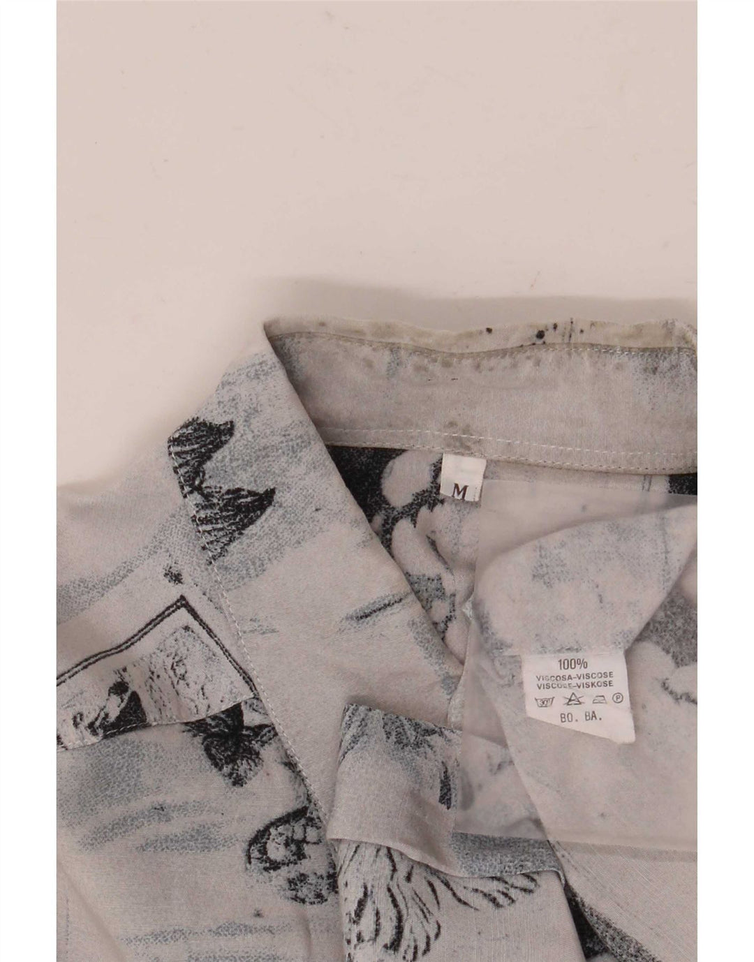 Koszula męska w stylu vintage, średnia niebieska patchworkowa wiskoza