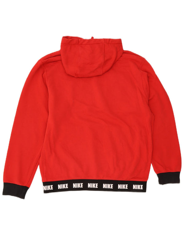 Męski sweter z kapturem Nike z grafiką, duży, czerwony, bawełniany z blokami kolorów