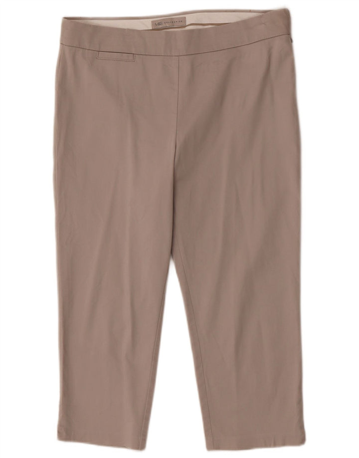Marks & Spencer Damskie spodnie Capri W30 L20 Beżowa bawełna