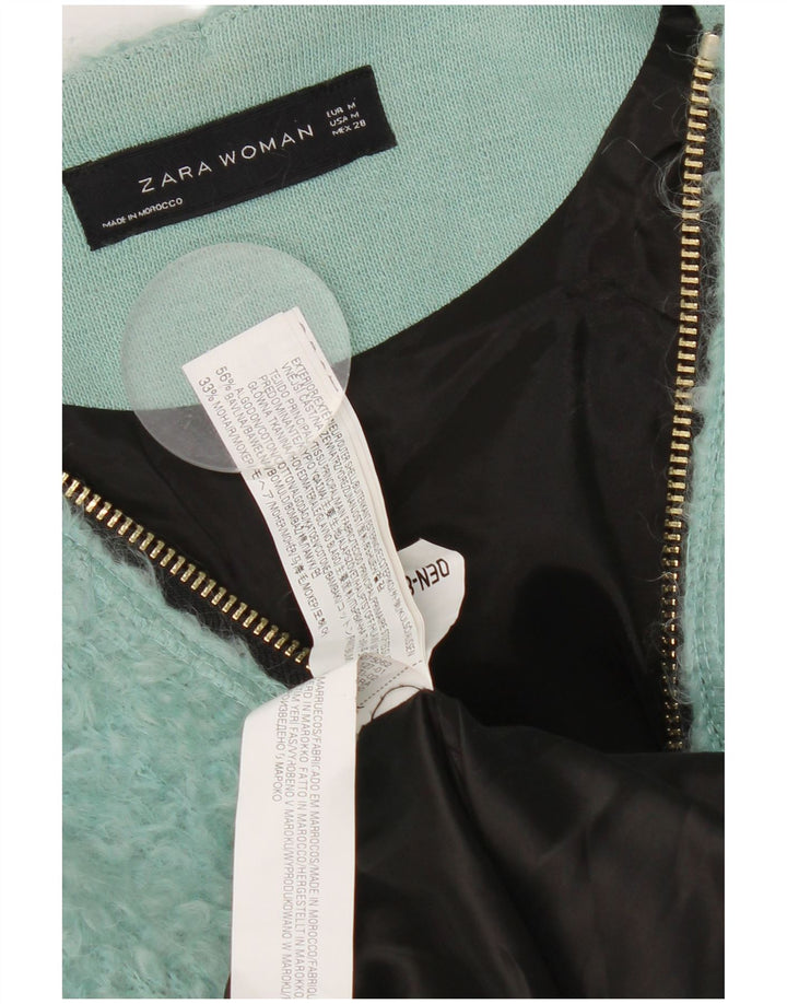 Damski płaszcz oversize Zara UK 14, średni niebieski, bawełniany