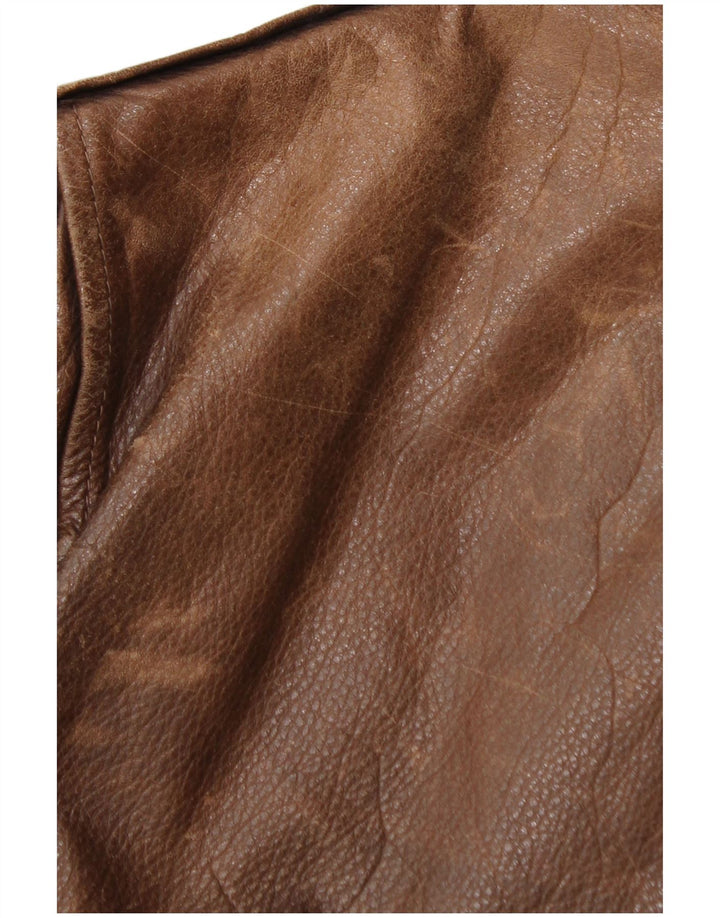 Męska kurtka skórzana Bomber La Matta IT 50, duża brązowa skóra