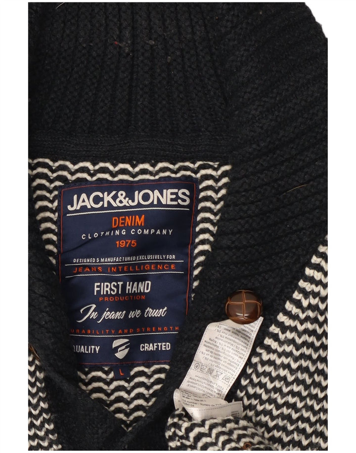 Sweter męski Jack & Jones, duży, czarny, akrylowy w jodełkę