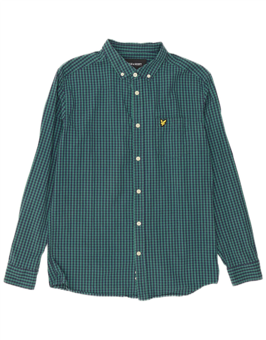 Koszula męska o dopasowanym kroju LYLE & SCOTT, duża, zielona, bawełniana w kratkę
