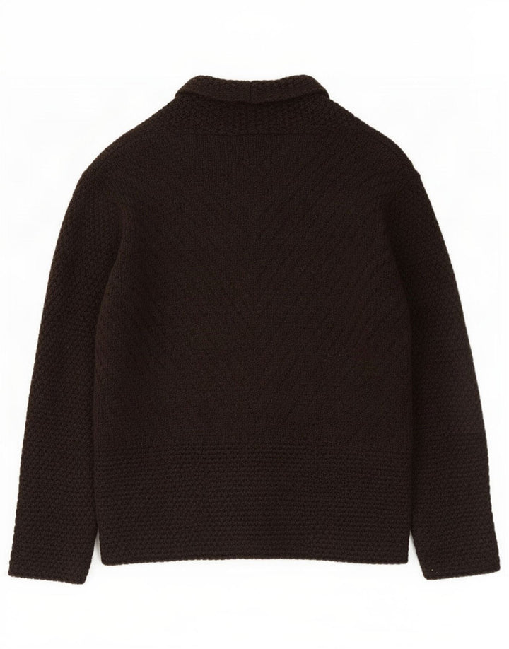 Marks & Spencer Damski sweter kardigan UK 12 Średni brązowy wełniany