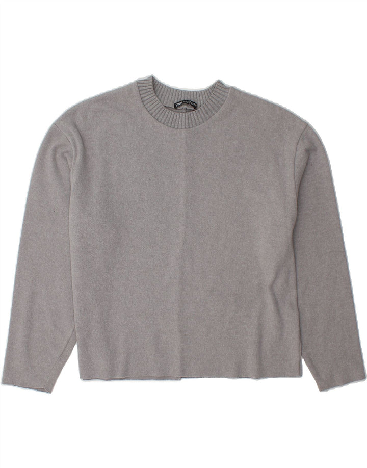 ZARA Womens Crew Neck Jumper Sweater UK 14 Medium Grey Vintage Zara and Second-Hand Zara from Messina Hembry 