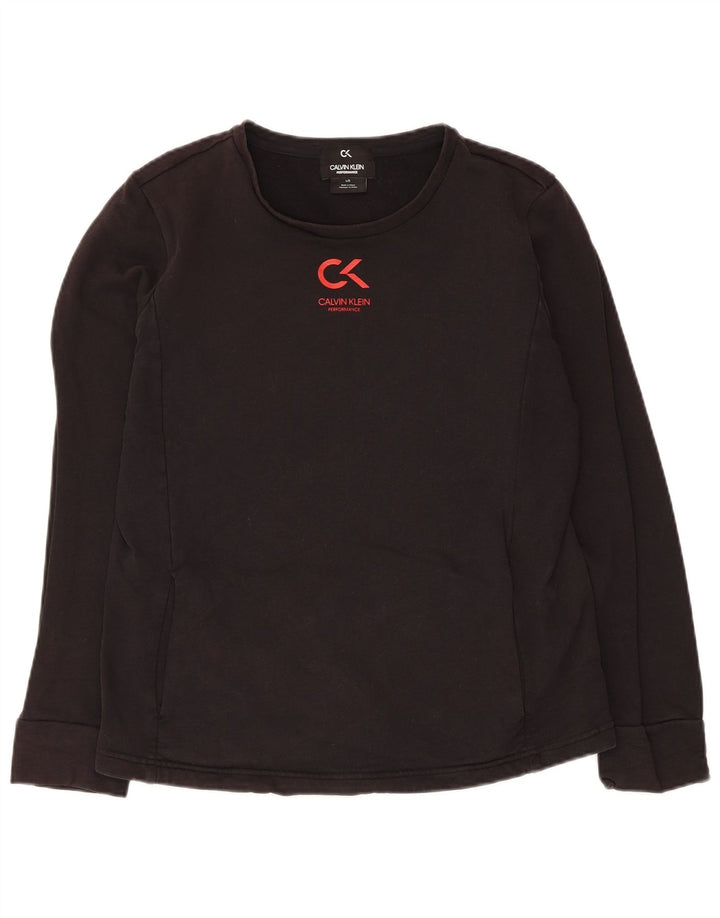 Damski top Calvin Klein z długim rękawem, UK 14, duży, czarny, bawełniany