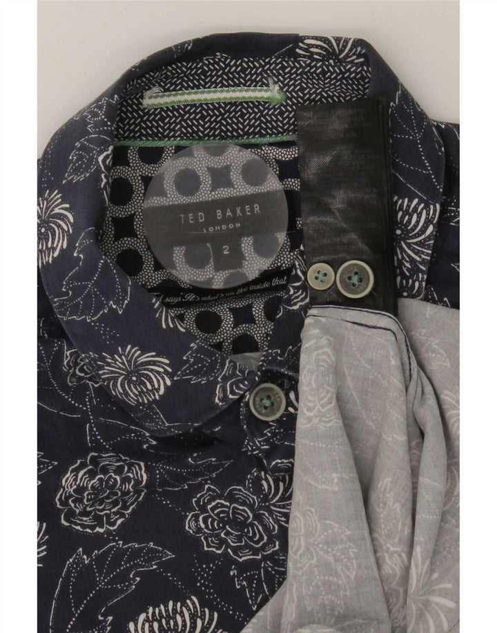 Koszula męska z krótkim rękawem Ted Baker, rozmiar 2, mała, granatowa, bawełniana w kwiaty
