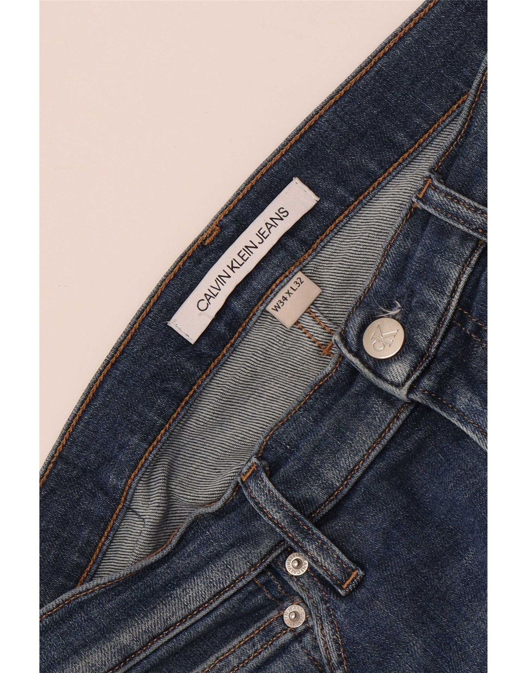 Męskie proste dżinsy Calvin Klein W34 L32 niebieskie