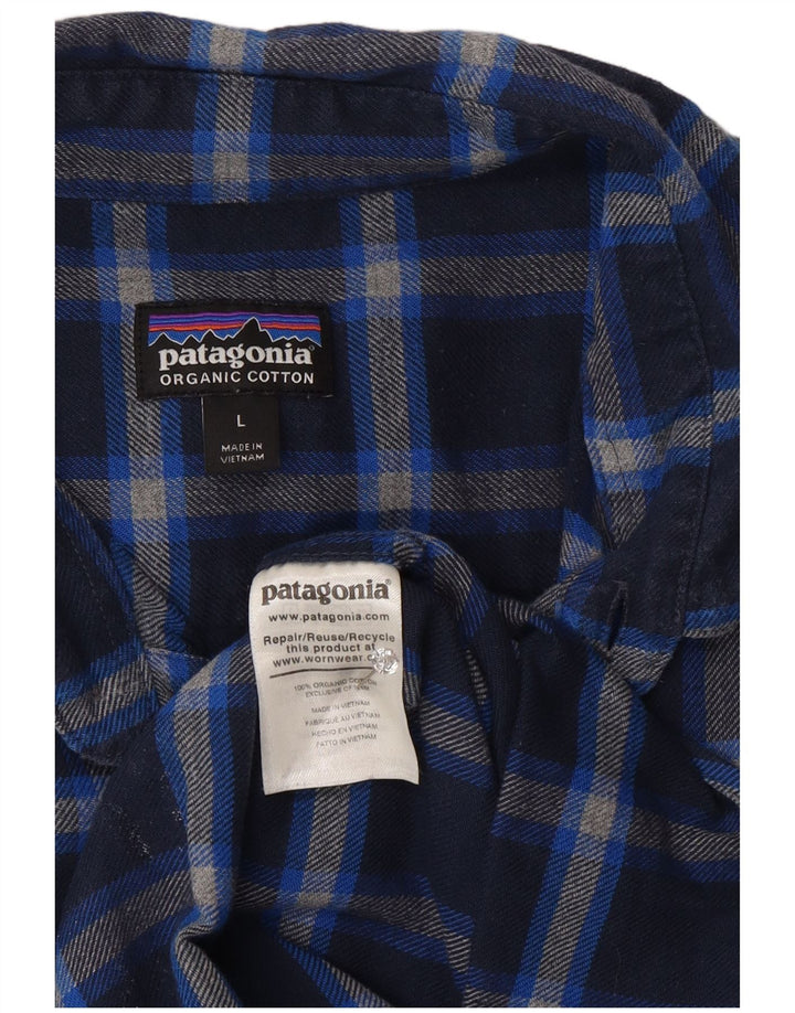 Koszula flanelowa męska Patagonia, duża, niebieska, bawełniana w kratę