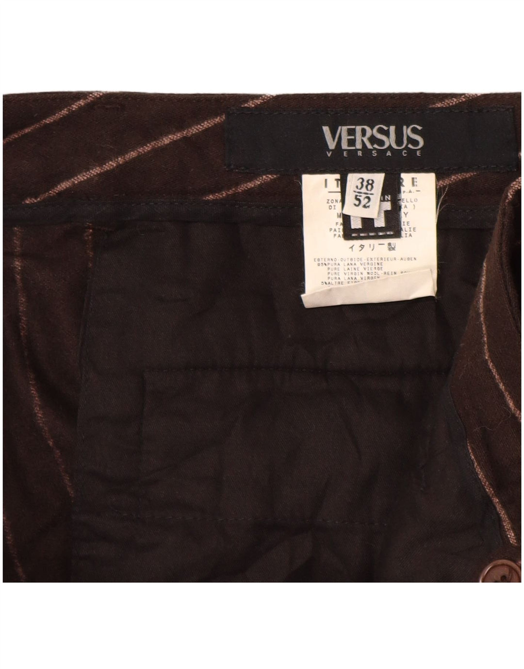 Spodnie damskie VERSACE Versus IT 52 2XL W38 L29 Brązowe paski