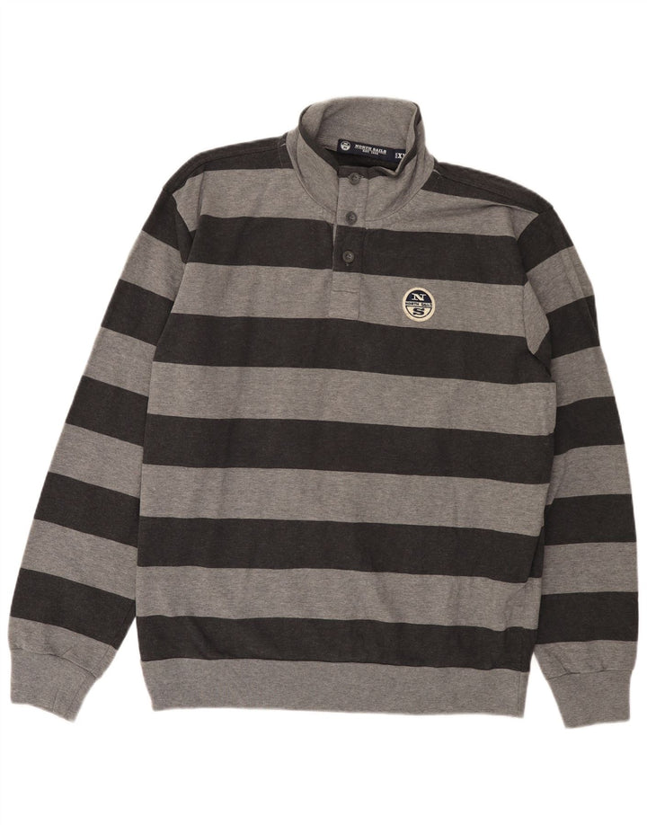 Męski sweter North Sails zapinany na guziki, 2XL, szary, bawełniany w paski