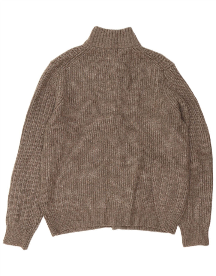 Marks & Spencer Męski sweter rozpinany, duży, brązowy, wełniany w cętki